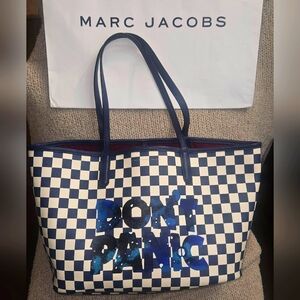 Marc By Marc Jacobs Blue and White Checkered Tote W/ Pouch